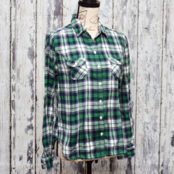 Old Navy Tops - Old Navy Blouse Top Womens Green Plaid Buttoned